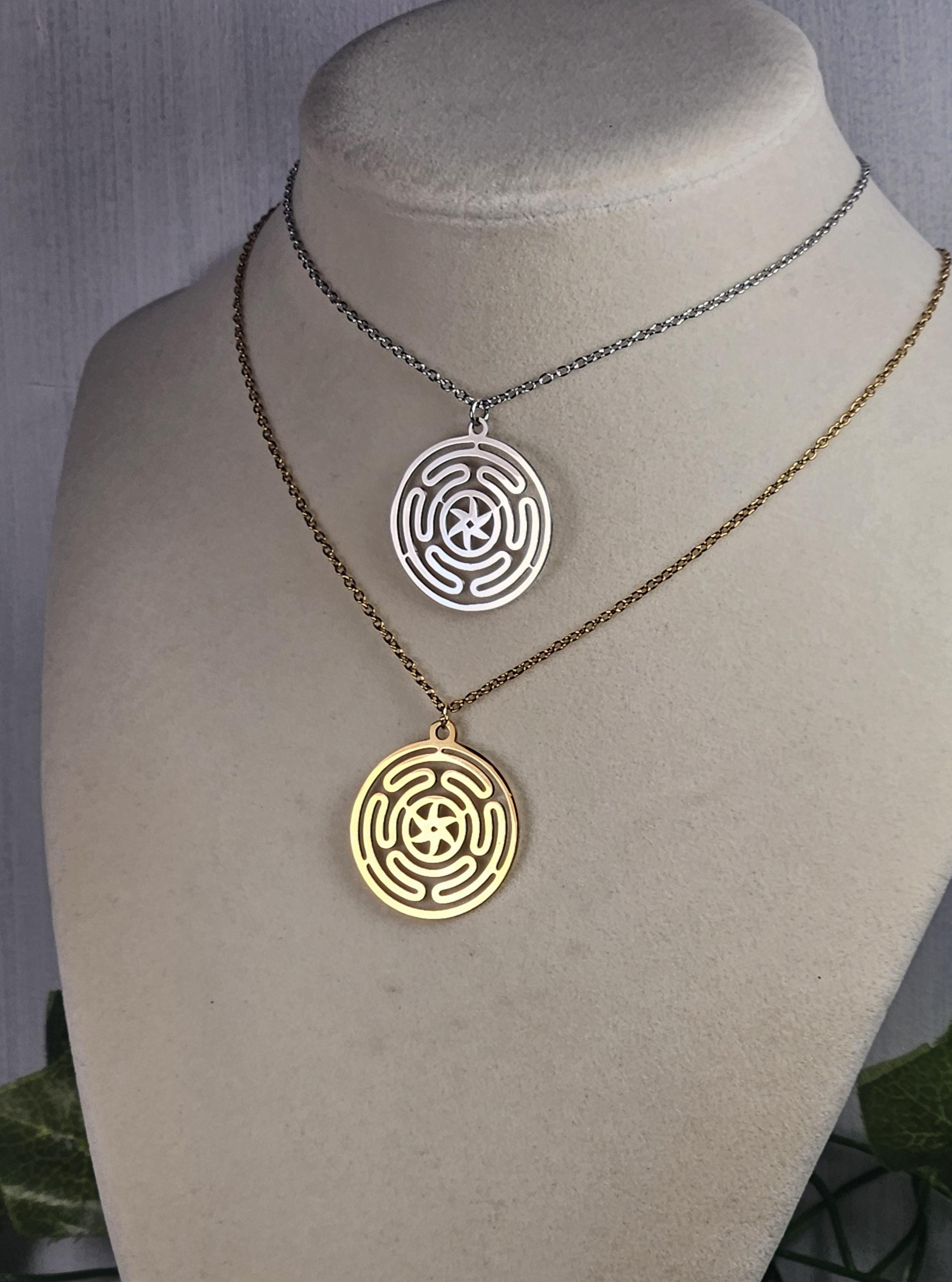 Collana Ruota Di Ecate In Acciaio Inox - Ciondolo Strophalos, Amuleto Pagano Wicca, 60cm - Foto 10