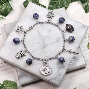 Athena charm bracelet, greek mythology, greek goddess jewelry, hellenic, deity based