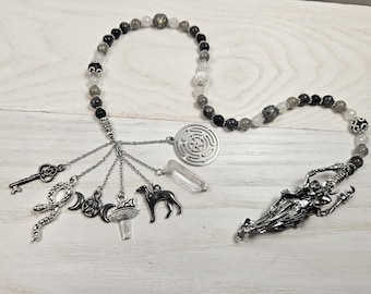 Hecate, Hekate prayer beads, triple moon goddess, moon magic, Witchcraft, witchy gift, devotional jewelry, wiccan, hellenic, Witchcraft
