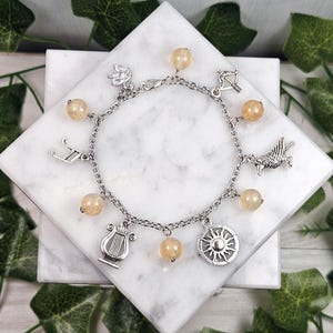 Apollo charm bracelet, greek mythology, greek god, hellenic jewelry