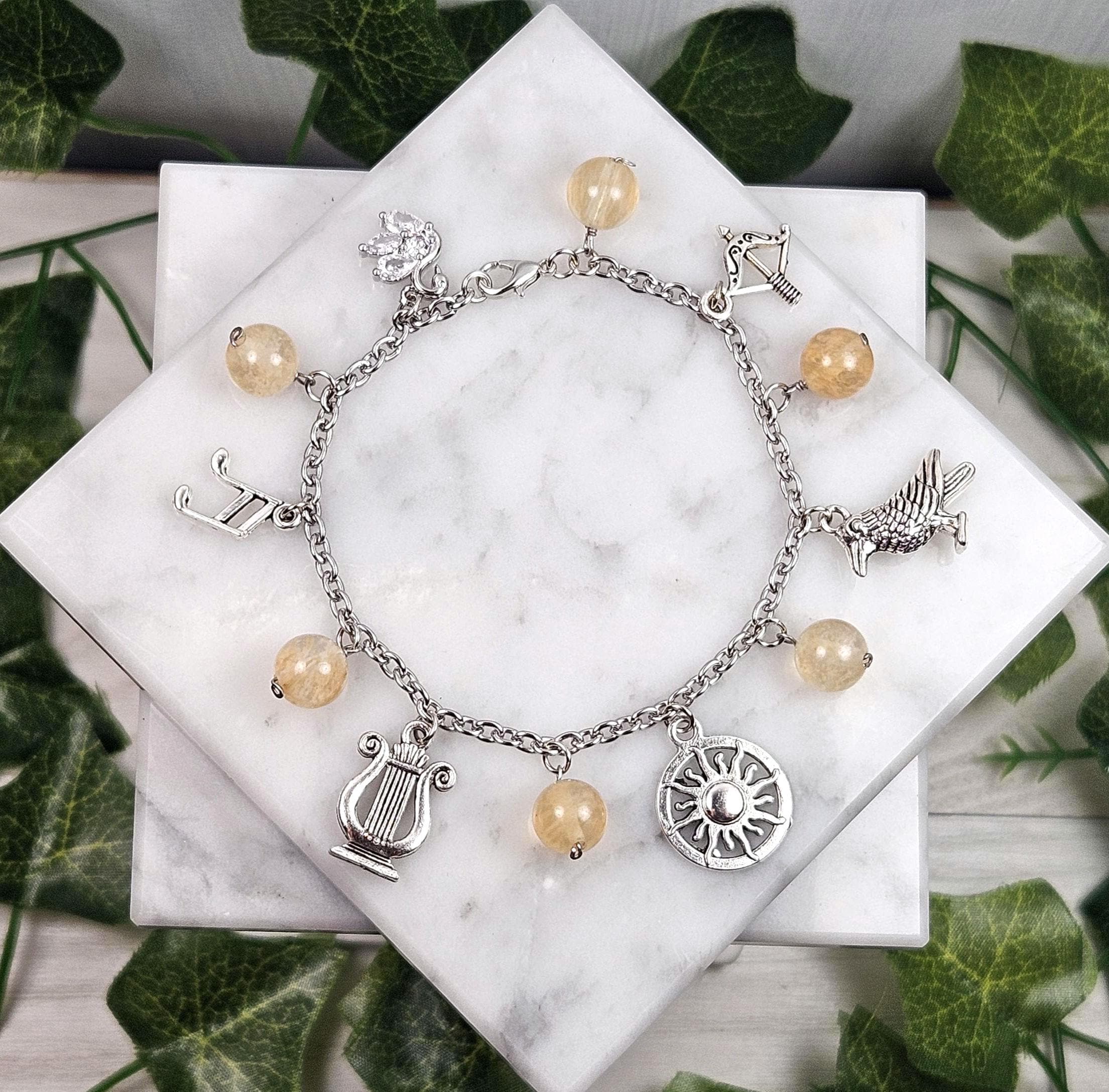 Apollo Charm Bracelet, Greek Mythology, Greek God, Hellenic Jewelry - Etsy
