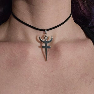 Hades bident choker made with faux leather