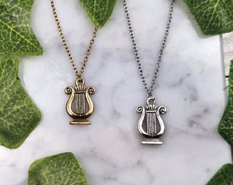 Apollo's Lyre necklace, greek mythology jewelry, ancient Greece, hellenic, Apollon, JNJ collection 18k gold plated chain, SS plated chain