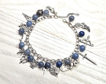 Pulsera con dije de la Odisea, joyería inspirada en la mitología griega, dios griego, pulsera de diosa griega