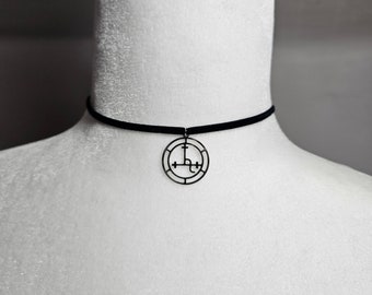 Lilith Sigil Choker, Velvet Choker Necklace, Mother Of Demons, Handmade Customizable Witchy Jewelry