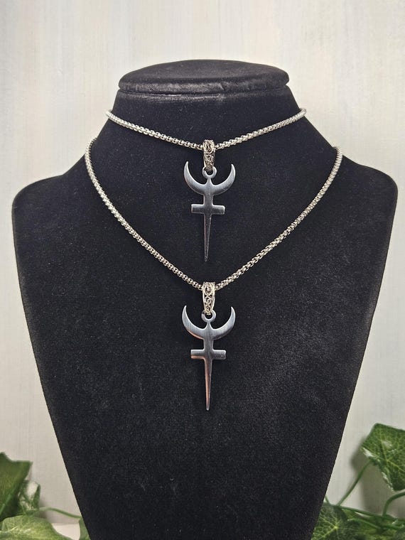 Hades bident neckace, unisex necklace choker, greek god of the underworld jewelry, greek mythology, Hellenic deity based jewelry
