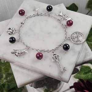 Baphomet, Hecate, The Morrigan, Nyx and Lilith charm bracelet, mythology deity based devotional jewelry