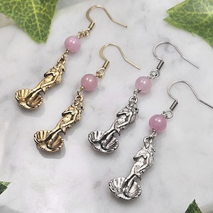 Aphrodite Earrings: Rose Quartz, 18k Gold-Plated Sterling Silver Birth of Venus