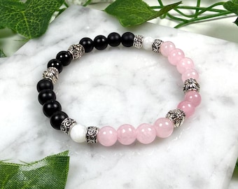 Pulsera devocional de Perséfone y Hades, reina y rey del inframundo, regalo místico, hecha con cuentas de cristal auténtico de 6 mm.