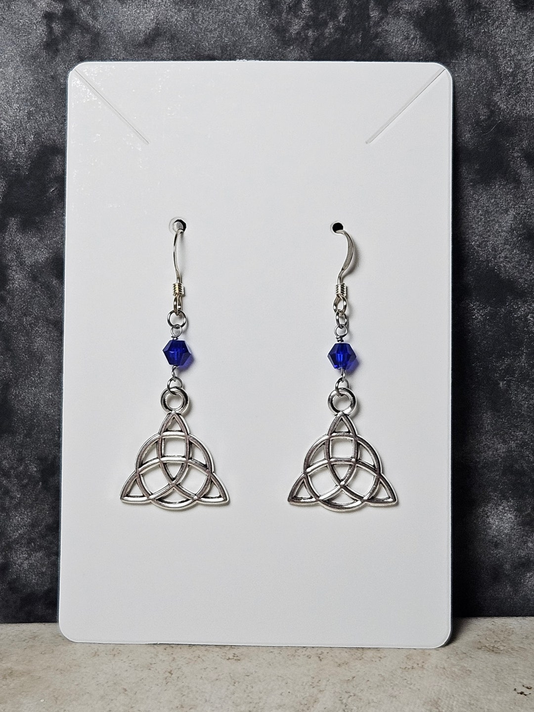 Trinity Knot Celtic Earrings, Wire Wrapped .925 Sterling Silver French ...