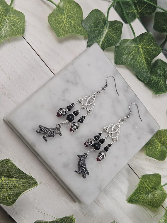 The Morrigan Celtic Goddess Earrings, Celtic Mythology, Trinity