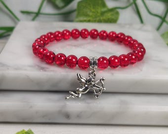 Eros charm bracelet, cupid, greek mythology, greek god, hellenic jewelry, deity based stretch bracelet