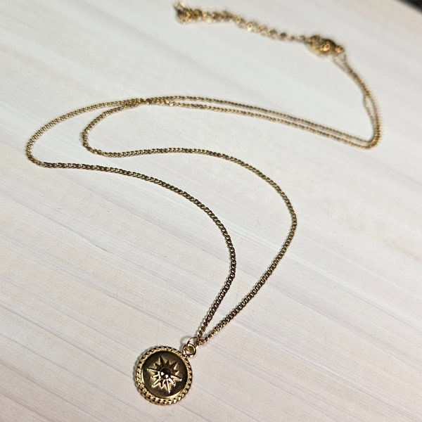 Apollo 18k gold plated curb chain with charm