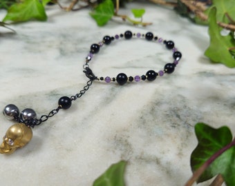 Hades devotional prayer bracelet made with onyx and matte onyx beads 6mm round