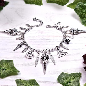 The Morrigan charm bracelet, celtic mythology, Goddess jewerly, JNJ &quot;Charmed&quot; collection