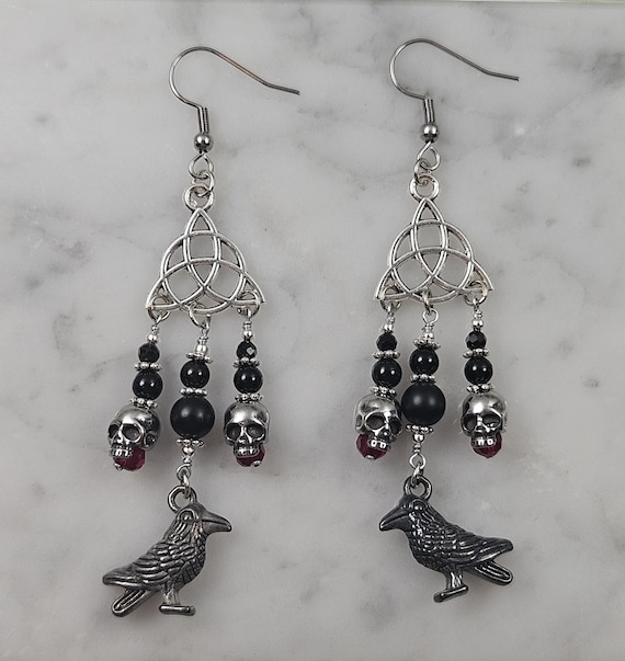 The Morrigan Celtic Goddess Earrings, Celtic Mythology, Trinity