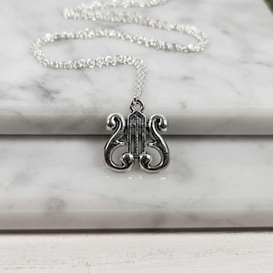 Apollo necklace, greek mythology jewelry, Apollo&#39;s lyre, sterling silver plated chain, greek god, apollon, hellenic