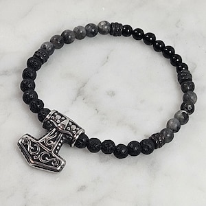 Thor stretch bracelet, norse mythology, gift, devotional jewelry, god of thunder, witchy, pagan, wiccan, tribute to altar,