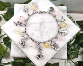 Apollo and Aphrodite charm bracelet, greek mythology, greek god, greek goddess, deity based jewelry, hellenic, pagan