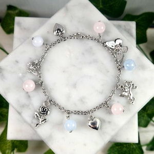 Pulsera con dije de Eros y Psique, Cupido, mitología griega, dios griego, pulsera de diosa, joyería helénica devocional