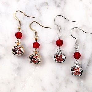 Persohone&#39;s pomegranate earrings, greek mythology, greek goddess earrings
