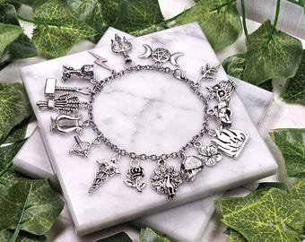 Greek Gods + Goddessess charm bracelet, greek mythology, deity based jewelry, hellenic, great as a gift