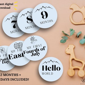 Targhe miliari mensili per bambini, tema montagna, regalo perfetto per la doccia, cartello dell'ospedale Hello World, primo compleanno del bambino, Halloween