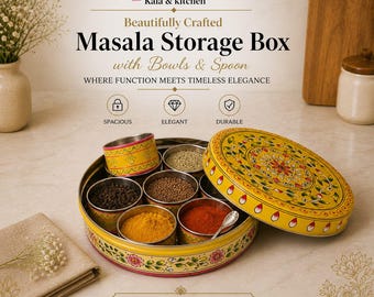 Hand Painted Yellow Masala Dabba