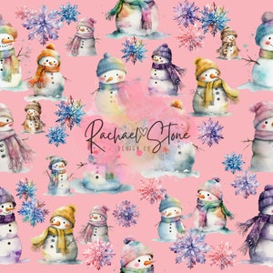 Snowmen Winter on Pink Seamless Paper File Design