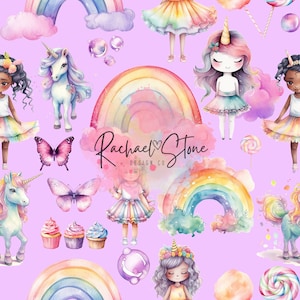 Unicorn Princess Party Lavender Digital Seamless Paper File Design