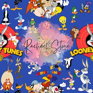 90's Character Bugs Daffy Sam Looney Royal Blue Digital Seamless Paper File Design