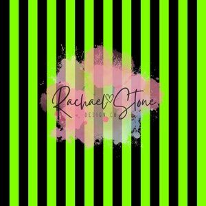 May include: Black and neon green vertical stripes pattern. The pattern is repeated throughout the image. The text "Rachael Stone Design Co." is in the center of the image.