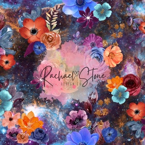 Floral Galaxy Space Seamless Paper Design Print