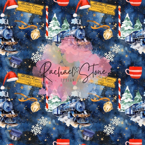 Christmas Train, Seamless, Train Ticket, Gold, Snow, Polar, Santa, Christmas Tree, Holiday, Seamless, Paper, File, Design, Fabric, Character
