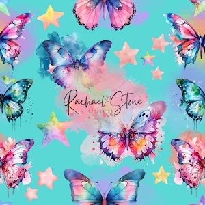 Watercolor Butterflies Butterfly Digital Seamless Paper Design Print
