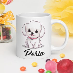 Tazza personalizzata maltese regalo per amante dei cani tazza personalizzata per cani tazza da caffè tazza personalizzata per animali domestici tazza per mamma cane ritratto di cartone animato personalizzato cane