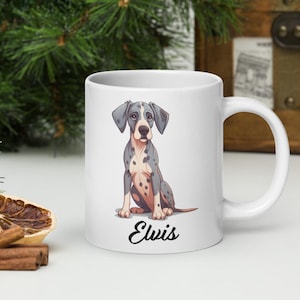 Individueller Becher Deutsche Dogge Geschenk für Hunde-Liebhaber individuelle Hundebecher Kaffeetasse personalisierte Haustier-Tasse Hundemama-Tasse Cartoon-Porträt-Hund