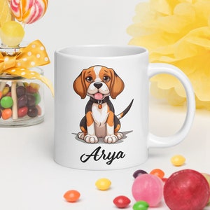 Tazza personalizzata Beagle regalo per amante dei cani tazza personalizzata per cani tazza da caffè tazza personalizzata per animali domestici tazza per cani mamma tazza personalizzata per cani con ritratto in cartone animato