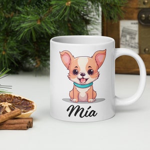 Tazza personalizzata Chihuahua regalo per amante dei cani tazza personalizzata per cani tazza da caffè tazza personalizzata per animali domestici tazza per cani mamma tazza personalizzata per cani con ritratto dei cartoni animati