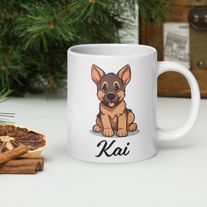 German Shepherd custom mug gift for dog lover custom dog mug coffee cup personalized pet mug dog mum mug personalized cartoon portrait dog