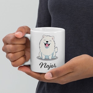 Samojede individuelle Tasse Geschenke für Hundeliebhaber individuelle Hundetasse Kaffeetasse personalisierte Haustiertasse Hund Mama Tasse personalisierte Cartoon Porträt Hundeliebhaber
