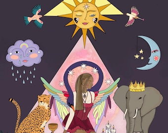 Arte del Tarot del Mago y el Ángel – Lámina de pared de Espiritualismo Angèle