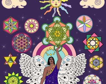Lámina del Arcángel Metatrón – Arte mural espiritual de geometría sagrada