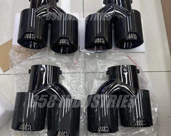 UK Auto Design Black Carbon Fibre Exhaust Tips For BMW 335i/340i/435i/440i - F30/F31/F32/F33, Round, Pair