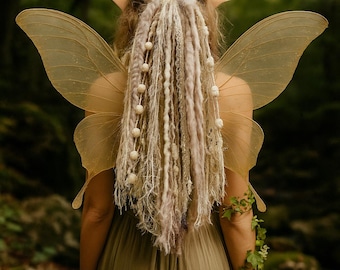 Extensión de rasta de lana hecha a mano con banda para el cabello, accesorio bohemio para el cabello, hada del bosque LoxyDread