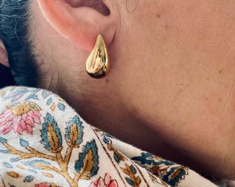 Boucles d'oreille Goutte d'eau dorée acier inoxydable