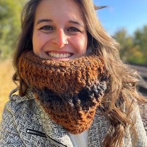 Ombre Infinity Scarf | Crocheted Cozy Cowl | Fleece Neck Warmer | Warm Handmade Face Covering