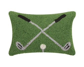 Cross Golf Clubs Wool Hooked Pillow (12"x8")