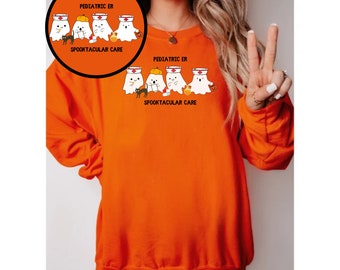 Ghost nurse sweater, Halloween Nurse Sweater, Nurse-theme Halloween Gifts, Medical professional halloween gift, Spooky Pediatric ER nurse