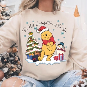 Winnie The Pooh Christmas Sweatshirt, Disney Pooh Bear Xmas Shirt, Winnie The Pooh The Most Wonderful Time Of The Year Shirt